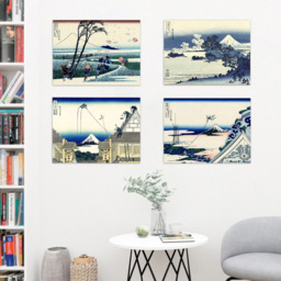 Artery8 Hokusai Views Mount Fuji Beach Temple Mitsui Wall Art Print 30 x 41cm 5 Pack - Size: 40.5 x 30.5 x 0.3cm - Multi - Wilko - thumbnail 5