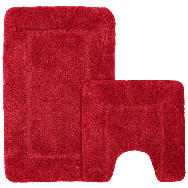 Mayfair Red Micro Fibre Bath Mat Set - Wilko - image 1