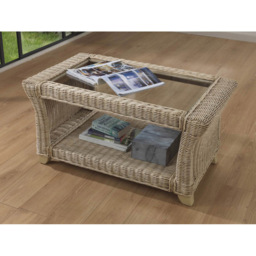 Desser Clifton Natural Rattan Coffee Table - Size: 56 x 94 x 47cm - Cream - Wilko - thumbnail 6