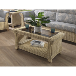 Desser Clifton Natural Rattan Coffee Table - Size: 56 x 94 x 47cm - Cream - Wilko - thumbnail 5