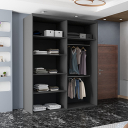Sliding Wardrobes 4U Etna 2 Door Grey Full Mirrored Wardrobe 150cm - Wilko - thumbnail 3