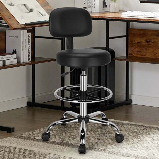 Costway Ergonomic Drafting Chair with Backrest and Adjustable Footrest - Size: 63 x 56 x 31cm - Black - Wilko - image 1
