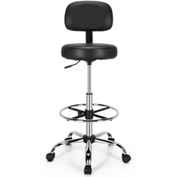 Costway Ergonomic Drafting Chair with Backrest and Adjustable Footrest - Size: 63 x 56 x 31cm - Black - Wilko - thumbnail 4