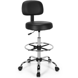 Costway Ergonomic Drafting Chair with Backrest and Adjustable Footrest - Size: 63 x 56 x 31cm - Black - Wilko - thumbnail 3