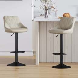 Stanley Brown Height Adjustable Kitchen Bar Stool with Footrest Set of 2 - MCC - Wilko