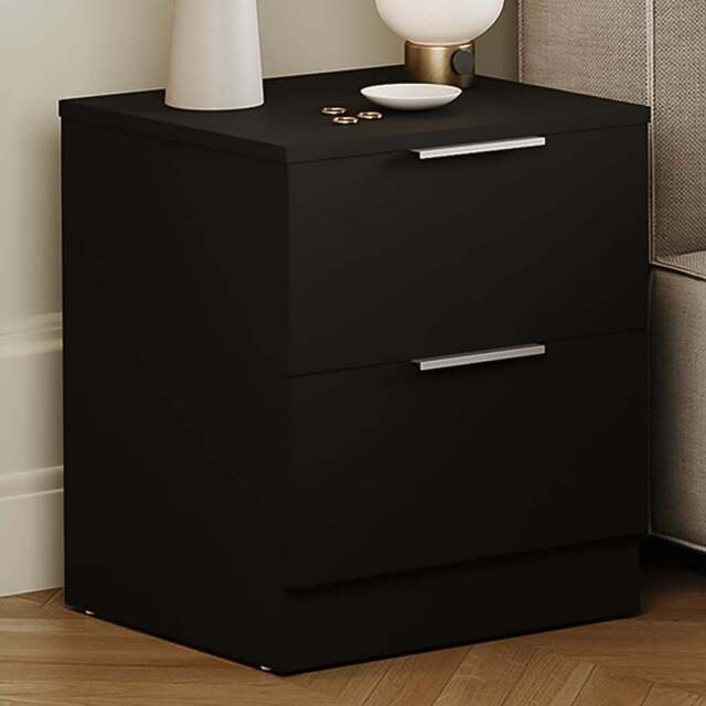 Vida Designs Trega 2 Drawer Black Bedside Cabinet Set of 2 - Wilko - image 1