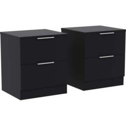 Vida Designs Trega 2 Drawer Black Bedside Cabinet Set of 2 - Wilko - thumbnail 4