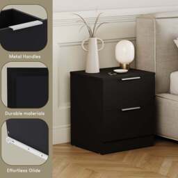 Vida Designs Trega 2 Drawer Black Bedside Cabinet Set of 2 - Wilko - thumbnail 7