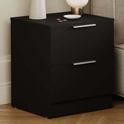 Vida Designs Trega 2 Drawer Black Bedside Cabinet Set of 2 - Wilko - thumbnail 1