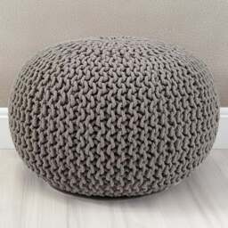 Kaikoo Knitted Grey Knitted Pod Pouffe - Size: 50  x 35  x 50cm - Wilko