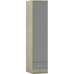 Seconique Nevada Single Door Single Drawer Grey and Light Oak Wardrobe - Size: Single Door, Single Drawer - Wilko - thumbnail 5