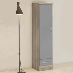 Seconique Nevada Single Door Single Drawer Grey and Light Oak Wardrobe - Size: Single Door, Single Drawer - Wilko