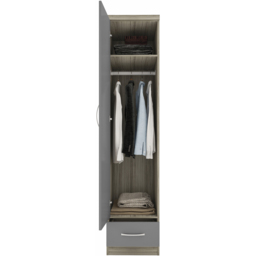 Seconique Nevada Single Door Single Drawer Grey and Light Oak Wardrobe - Size: Single Door, Single Drawer - Wilko - thumbnail 3