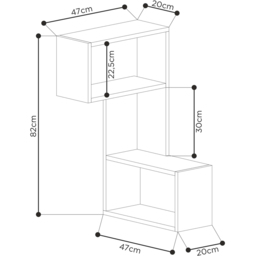 Decortie Part Single Shelf 2 Cube Retro Grey and Ancient White Corner Bookcase - Size: 1 Shelf - Multi - Wilko - thumbnail 7
