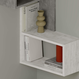 Decortie Part Single Shelf 2 Cube Retro Grey and Ancient White Corner Bookcase - Size: 1 Shelf - Multi - Wilko - thumbnail 4
