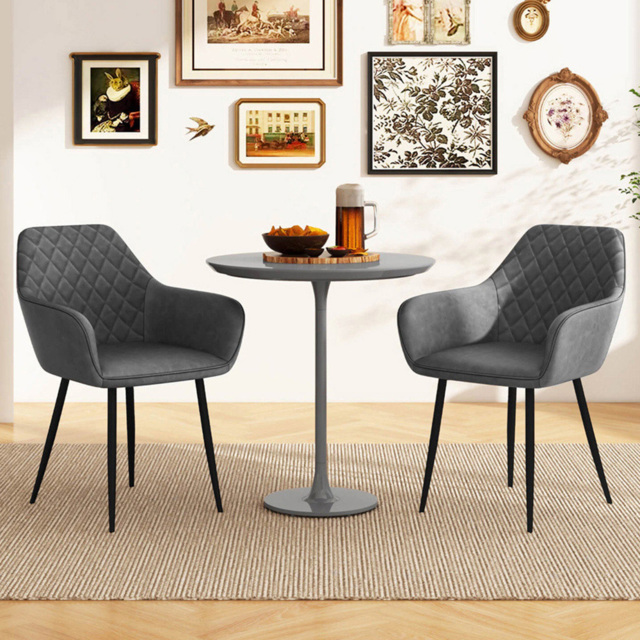 Costway Set of 2 Grey Upholstered Dining Chair - Wilko - image 1