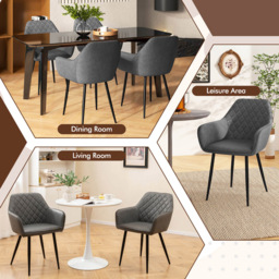 Costway Set of 2 Grey Upholstered Dining Chair - Wilko - thumbnail 7