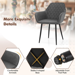 Costway Set of 2 Grey Upholstered Dining Chair - Wilko - thumbnail 6
