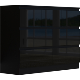 FWStyle Stora Merchant 7 Drawer Black Gloss Chest Of Drawers - Wilko - thumbnail 3
