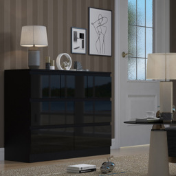 FWStyle Stora Merchant 7 Drawer Black Gloss Chest Of Drawers - Wilko - thumbnail 6