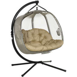 Outsunny 2 Seater Brown Egg Chair with Cushions - Wilko - thumbnail 3