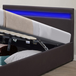 Comfy Living Double Brown Faux Leather Ottoman Bed Frame with LED - Wilko - thumbnail 3