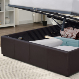 Comfy Living Double Brown Faux Leather Ottoman Bed Frame with LED - Wilko - thumbnail 4