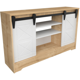 Decorotika Nisay 2 Door 3 Shelf Oak and White TV Unit - Size: 85 x 140 x 35cm - Multi - Wilko - thumbnail 3