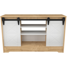 Decorotika Nisay 2 Door 3 Shelf Oak and White TV Unit - Size: 85 x 140 x 35cm - Multi - Wilko - thumbnail 4