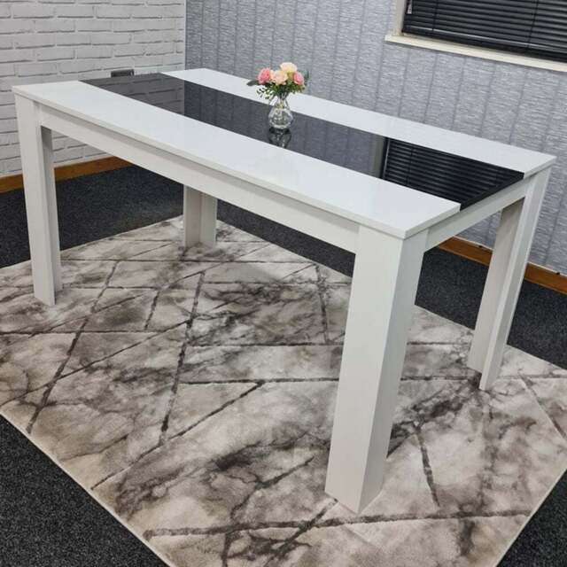 Portland 4 Seater Square Dining Table White and Black - Wilko - image 1