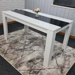 Portland 4 Seater Square Dining Table White and Black - Wilko