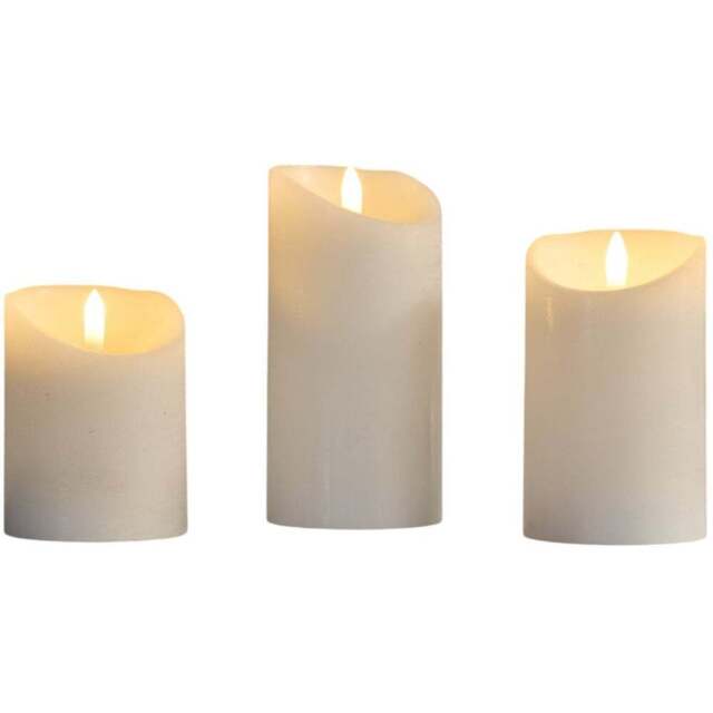Set of 3 Cosy Cotton Fragranced LED Candles - White - Wilko - image 1