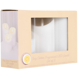 Set of 3 Cosy Cotton Fragranced LED Candles - White - Wilko - thumbnail 5