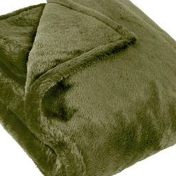furn. Kallu Olive Double-Sided Faux-Fur Throw 150 x 200cm - Size: 200 x 150 x 1cm - Green - Wilko - thumbnail 4