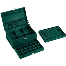 Living and Home 3 Tier Dark Green Velvet Jewellery Case with Lock - Size: 11 x 24 x 17cm - Wilko - thumbnail 5