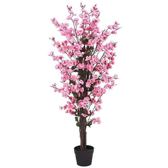 Leaf Pink Blossom Artificial Tree in Pot 130cm - Size: 120 x 40 x 40cm - Wilko - image 1
