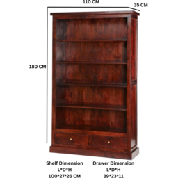Brooklyn Esma 2 Drawer 5 Shelf Dark Mango Large Bookcase - Brown - Wilko - thumbnail 5