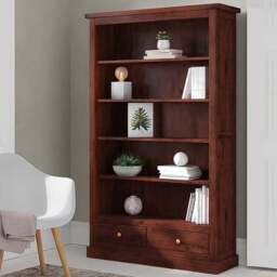 Brooklyn Esma 2 Drawer 5 Shelf Dark Mango Large Bookcase - Brown - Wilko - thumbnail 1