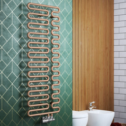 Terma Swale Bright Copper Heated Towel Rail 1746 BTU 1244 x 465mm - Size: 124.4 x 46.5 x 7.8cm - Gold - Wilko - thumbnail 3