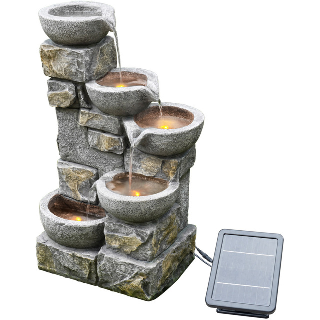 Teamson Home Solar 4-Tier Flowing Bowls Fountain with Power Storage - Size: 68.6 x 30.5 x 43.2cm - Multi - Wilko - image 1