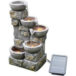 Teamson Home Solar 4-Tier Flowing Bowls Fountain with Power Storage - Size: 68.6 x 30.5 x 43.2cm - Multi - Wilko - thumbnail 1