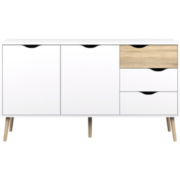 Florence 2 Door 3 Drawer White and Oak Sideboard - Size: 39.1 x 147.2 x 81.7cm - Furniture to Go - Wilko - thumbnail 4