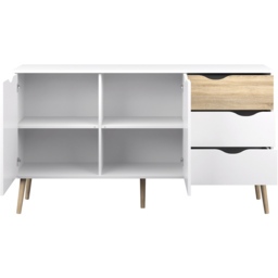 Florence 2 Door 3 Drawer White and Oak Sideboard - Size: 39.1 x 147.2 x 81.7cm - Furniture to Go - Wilko - thumbnail 5