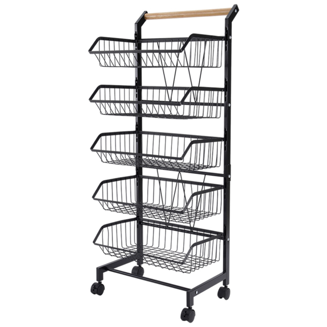 Living and Home Black 5 Tier Snap On Detachable Kitchen Trolley - Size: 105 x 42 x 32cm - Wilko - image 1
