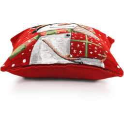 Noel Square Xmas Snowman Presents Cotton Chenille Cushion - Size: 43 x 43 x 1cm - Red - Wilko - thumbnail 4