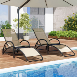 Costway Beige 2 in 1 Rocking Outdoor Lounge Chair - Size: 92 x 59 x 18cm - Cream - Wilko - thumbnail 5