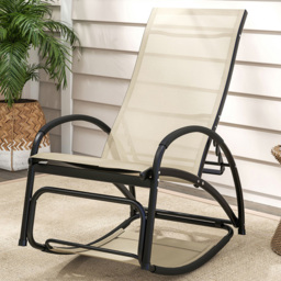 Costway Beige 2 in 1 Rocking Outdoor Lounge Chair - Size: 92 x 59 x 18cm - Cream - Wilko - thumbnail 1