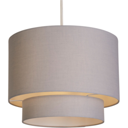 Lighting Collection Alina Light 2 Tier Grey Cotton Drum Ceiling Shade - Size: 22.5 x 0 x 30cm - Wilko - thumbnail 4