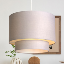 Lighting Collection Alina Light 2 Tier Grey Cotton Drum Ceiling Shade - Size: 22.5 x 0 x 30cm - Wilko - thumbnail 3