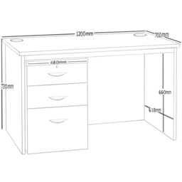 R White Cabinets 3 Drawer Home Office Desk with Hutch White - Size: 72.8 x 120 x 70cm - Wilko - thumbnail 6
